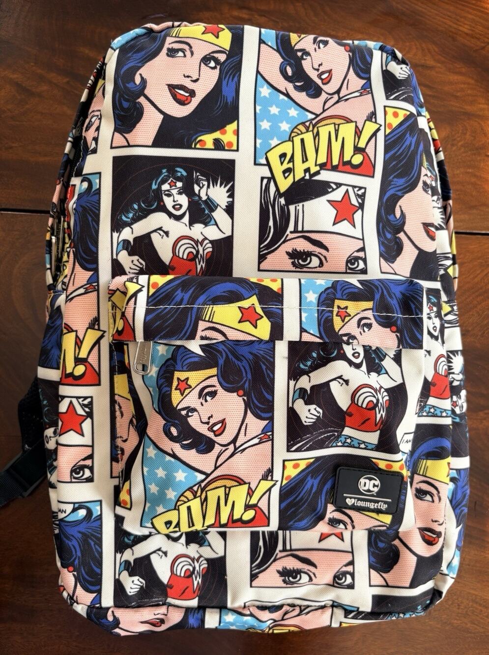 Loungefly DC Comics Wonder Woman Comic Print Nylon Backpack (full-size) AOP NEW